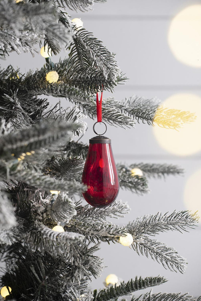 Luster Tear Drop Ornament, Glass Decorative Hanging Christmas Tree Ornaments For Holiday Party Decorations (Set of 12)