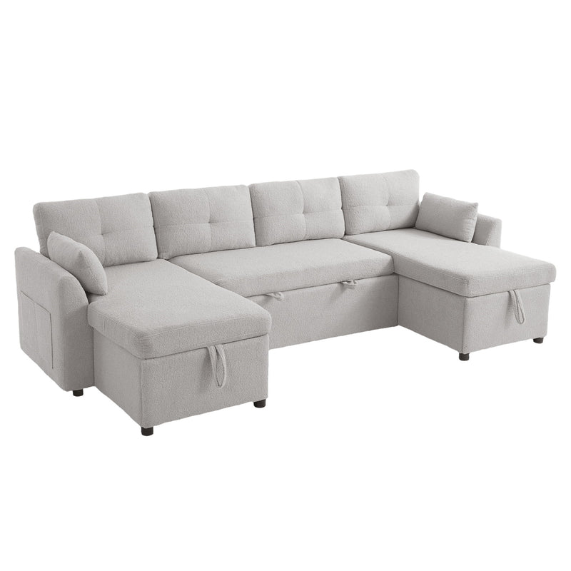 U-Shaped Sectional Sofa Bed With Storage And USB Ports