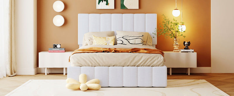 Elegant Upholstered Platform Bed With Hydraulic Storage System