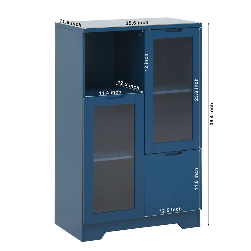 Modern Cabinet With Glass Doors And Drawer