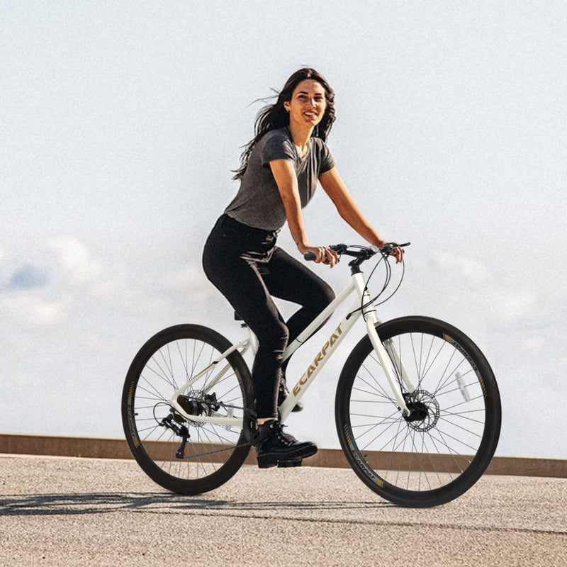 A28250 Road Bike With Aluminum Alloy Wheels, 21 Speed Gear System, Disc Brakes, Wide Tires