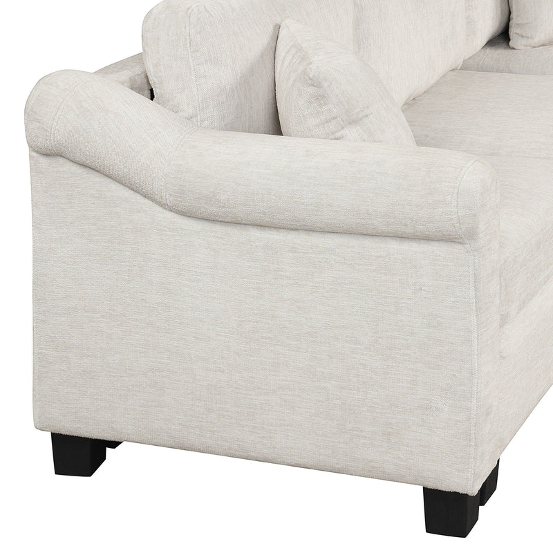Contemporary U - Shaped Sectional Sofa With Movable Storage Ottoman