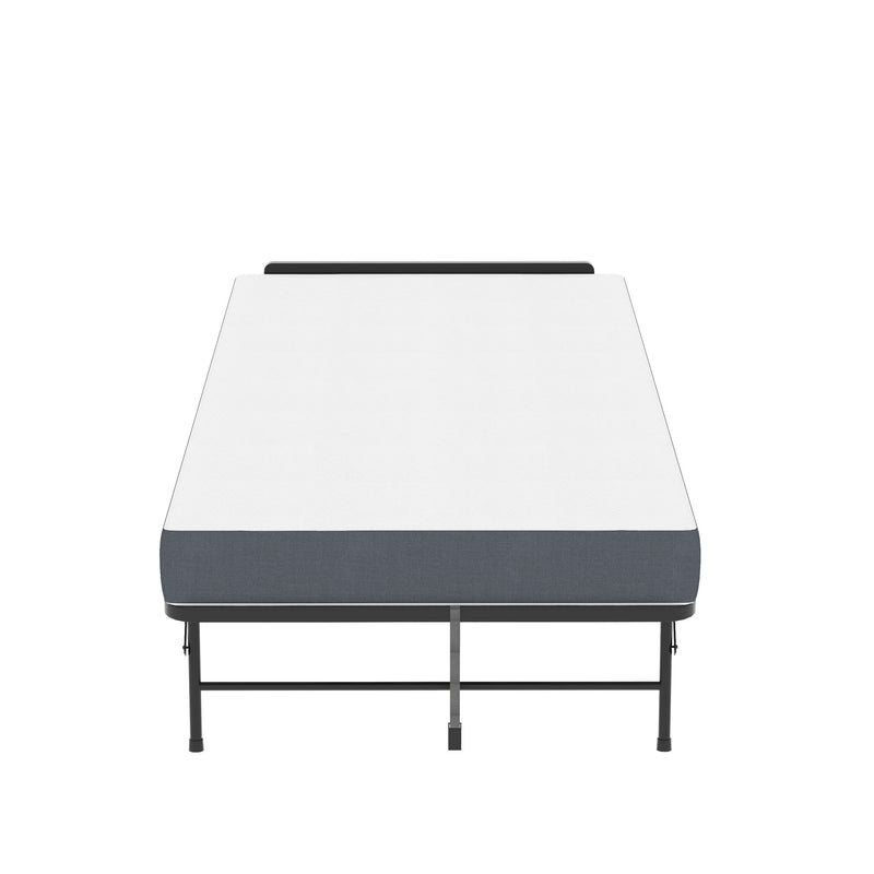 Twin Adjustable Headboard Folding Bed With Memory Foam Mattress, Heavy-Duty Frame Cot For Tall People, Portable Guest On Wheels - Black