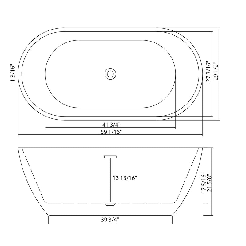 Elegant Oval Freestanding Bathtub, Overflow & Pop Up Drain