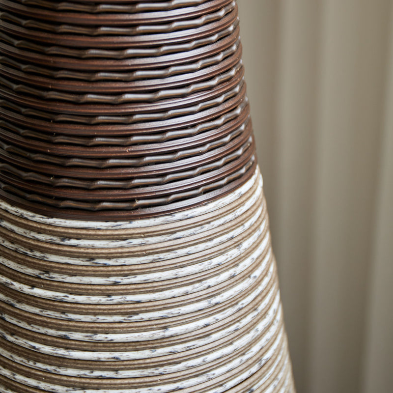 Tall Standing Designer Floor Vase Durable Artificial Rattan Elegant 2 Tone Finish Ideal Decor Accent For Living Room, Bedroom, Entryway Stylish Home Decor Statement Piece - Black / Gray