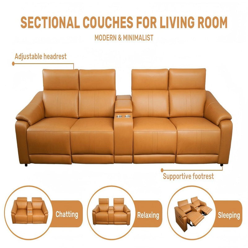Modular Sofa With Recliners And Cup Holders Sectional Set