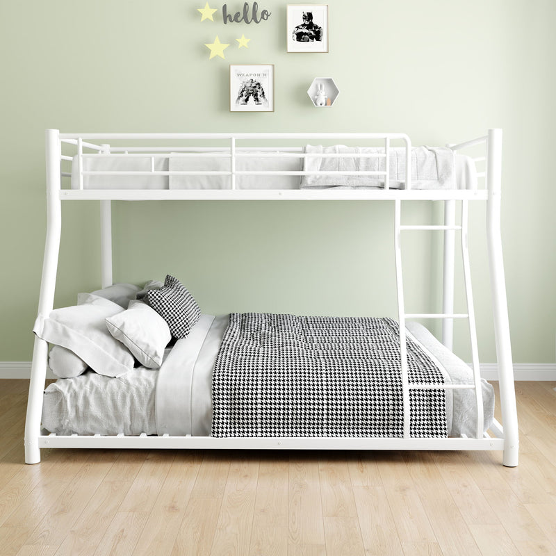 Bunk Bed Frame With Ladder And Guardrail, Heavy Duty Noise Free Design Metal Construction