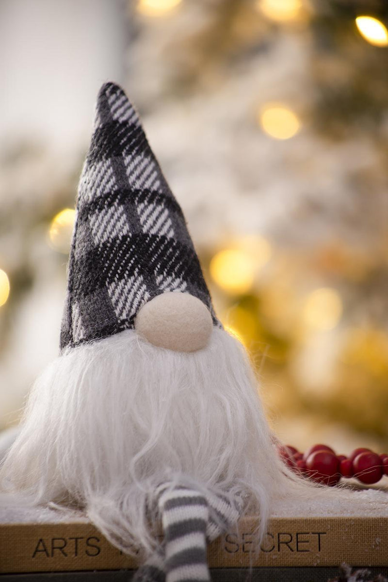 3 Pieces Sitting Gnome, Christmas Table Home Ornaments For Holiday Party Gifts - White / Gray