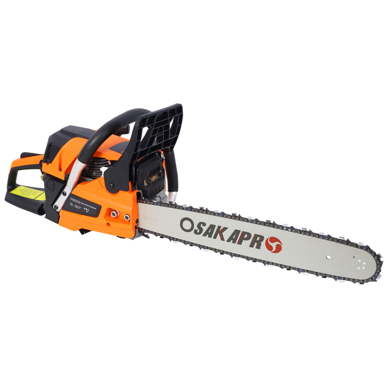 62Cc Gas Powered Chainsaw 22" 2 Cycle Petrol Handheld Chain Saw Epa Compliant For Wood Cutting Aluminium - Orange