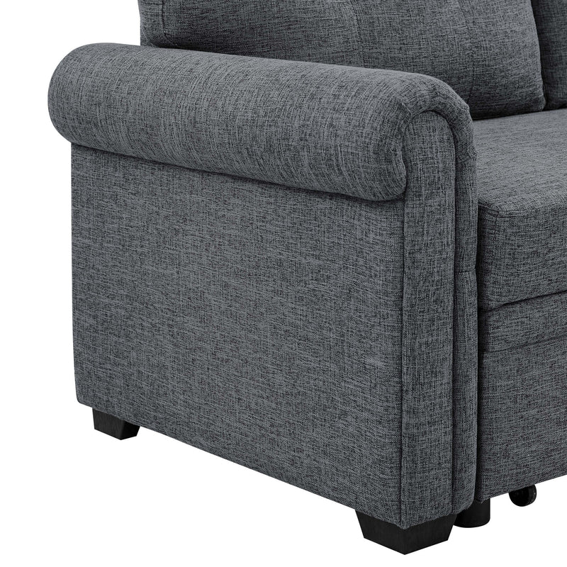 Upholstered Sleeper Sofa With Reversible Storage Chaise - Dark Gray