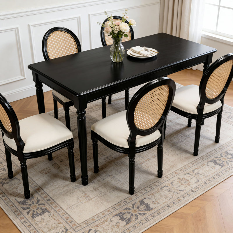 Dining Chairs, Upholstered With Round Back (Set of 2) - Black