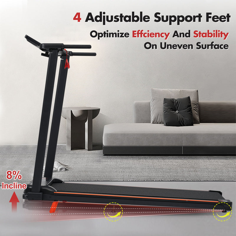 Treadmill With 8% Incline, Portable Treadmills For Home - Black