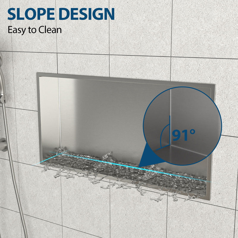 Stainless Steel Shower Niche With Seamless Design For Bathroom Storage