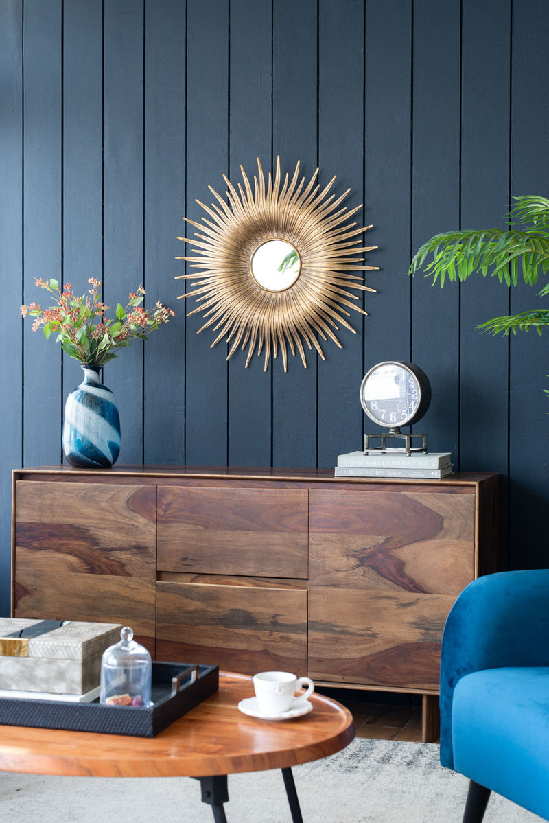 Retro DesignSunburst Metal Wall Mirror Decorative Mirror For A Bedroom Dressing Room, Hallway Or Living Space - Gold