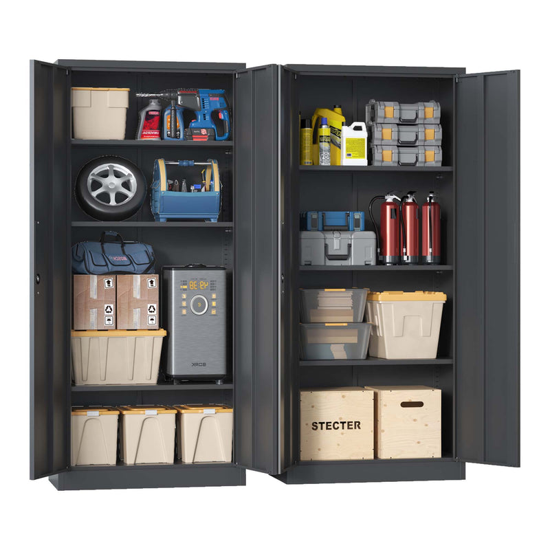 Heavy Metal Garage Storage Cabinet With Locking Doors, Steel, Adjustable Shelves