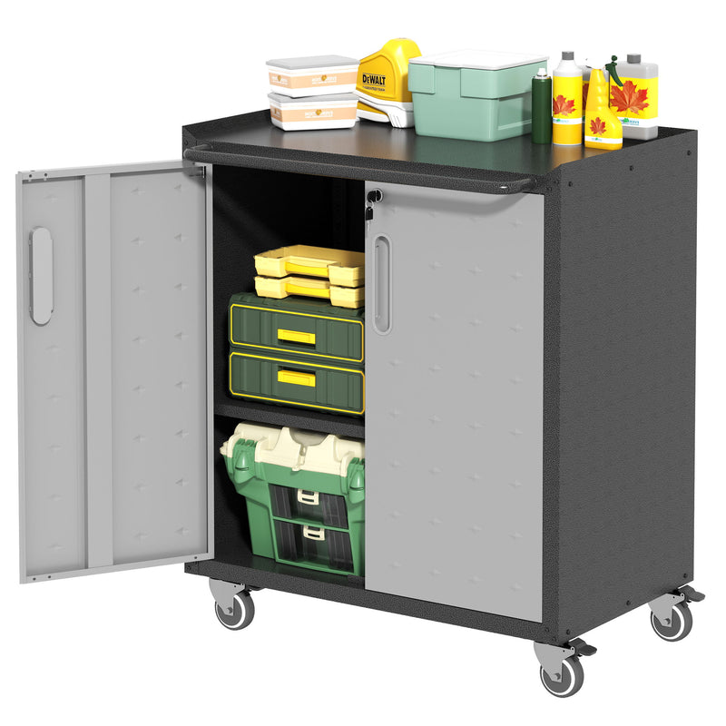 Heavy Duty Metal Garage Storage Cabinet With Wheels Sturdy Tool Organizer