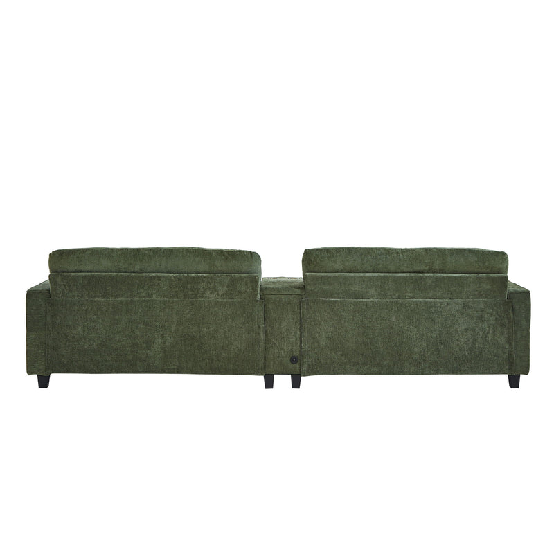 Modern Sectional Sofa U-Shaped With Movable Ottomans, tooth Speakers, LED Lights And Modular Storage