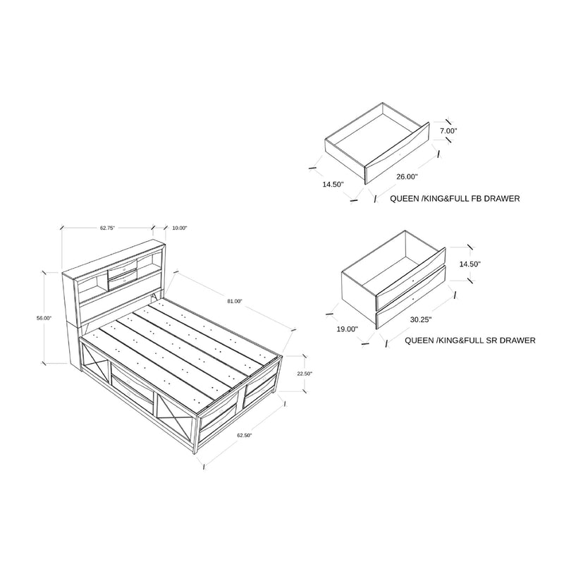 Lucille - Bed With Storage And Bookcase Headboard