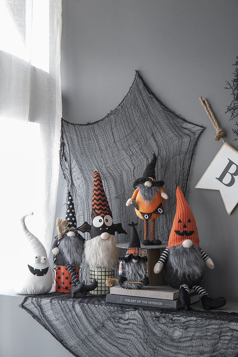 Standing Gnome With Gnome & Holding Banner, For Halloween Decor