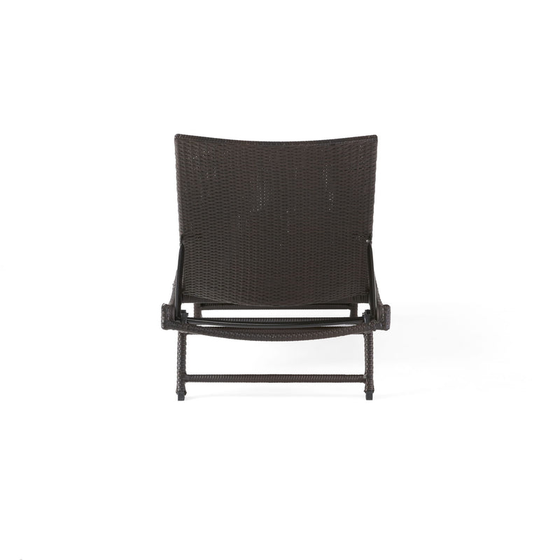 Kauai - Modern Style Pe Wicker Chaise Lounge - Brown Multi