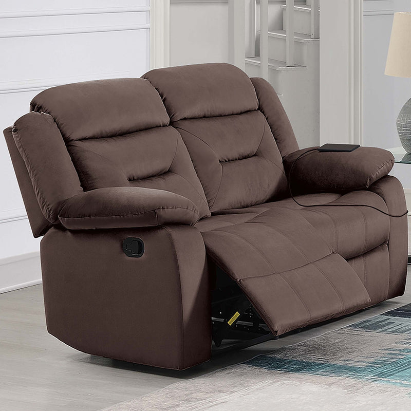 Modern Loveseat With Pillow Arms, Plush Backrest, Horizontal Tufting, USB Port