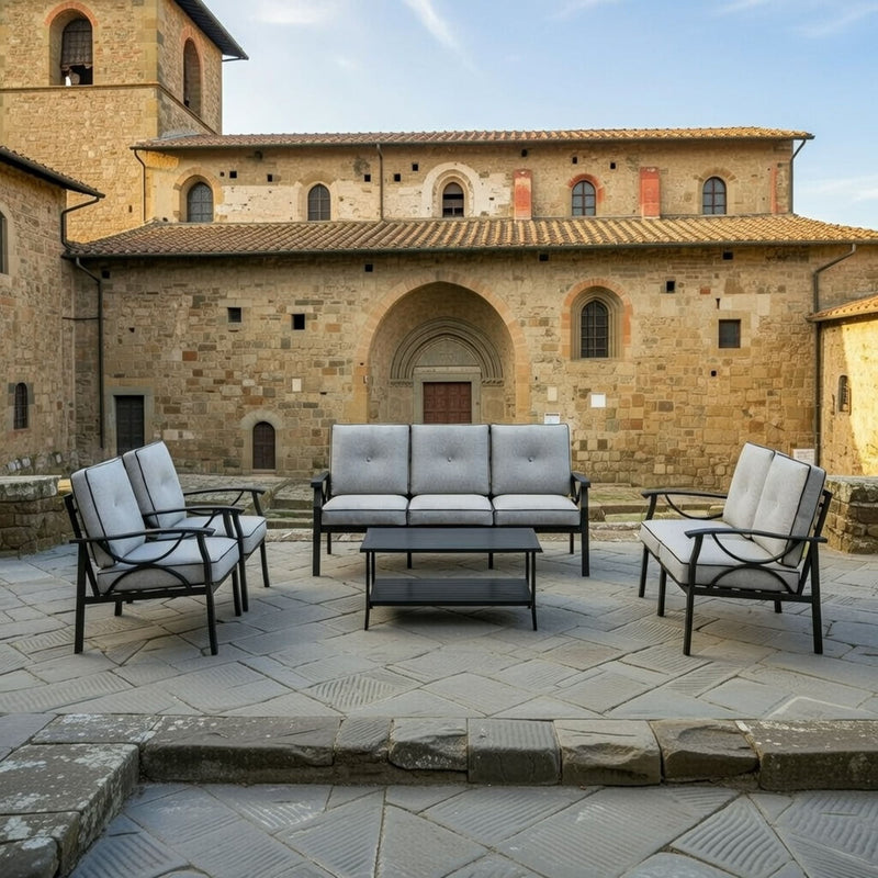 Patio Furniture Set & Coffee Table And Cushions For Backyard