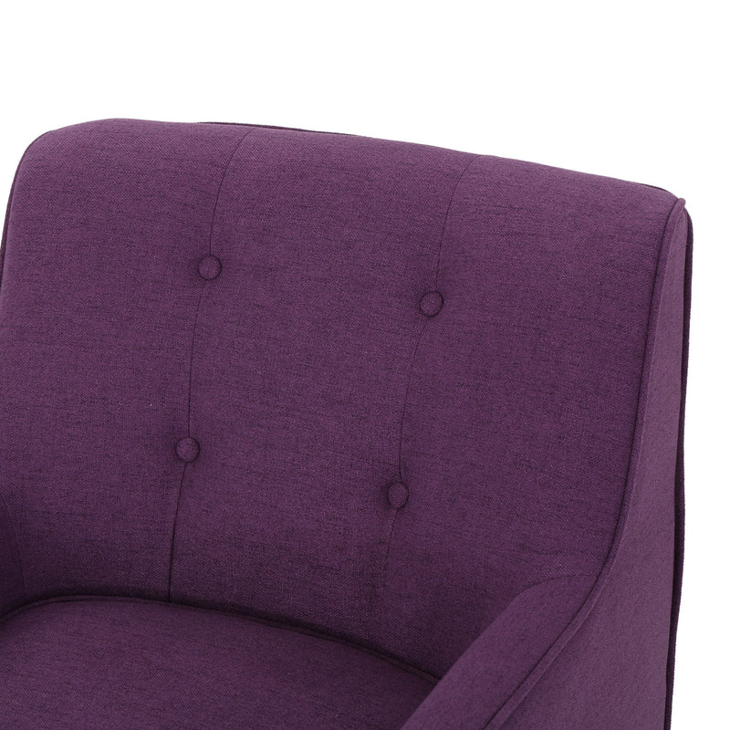 Modern Arm Chair With Tufted Back And Wooden Legs