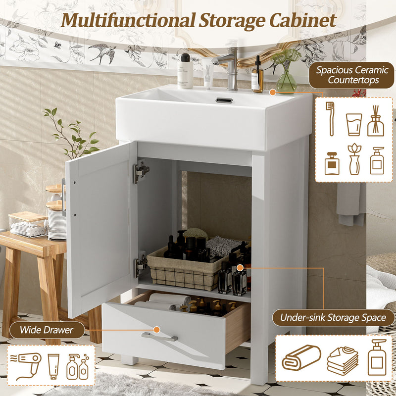 Bathroom Vanity With Sink, Frame And Drawer
