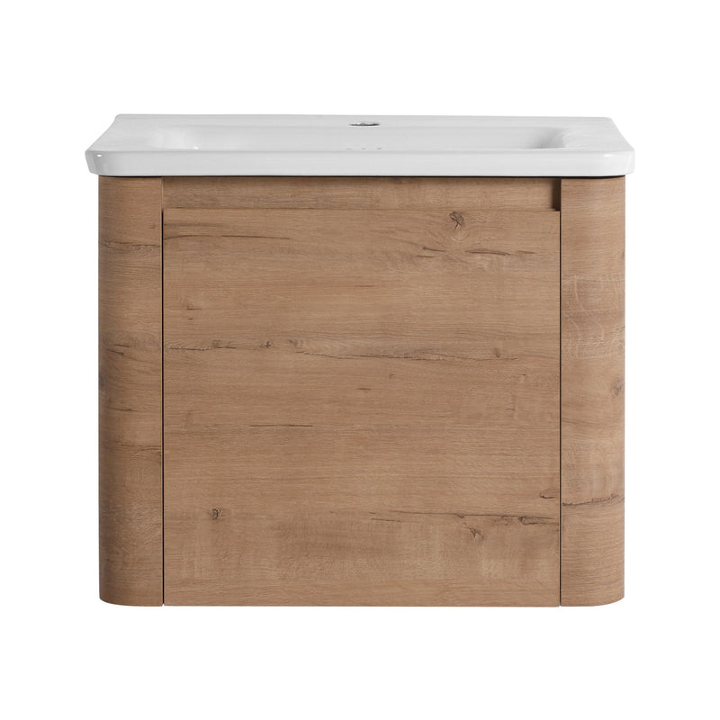 Wall Mounted Bathroom Vanity With Sink, Storage Shelves & Soft Close Door