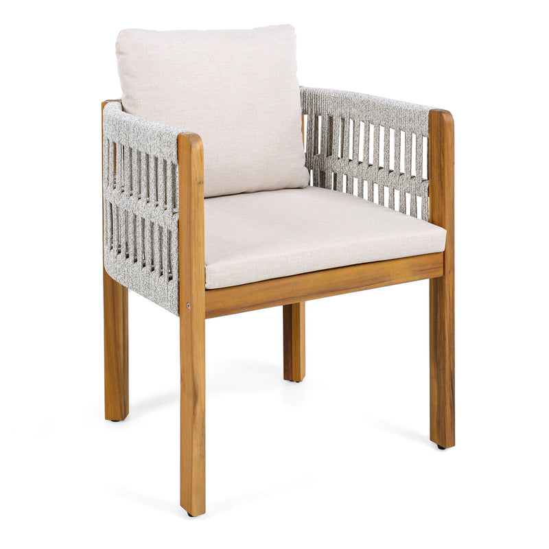 Outdoor Dining Chairs With Mix Rope Handles (Set of 2)