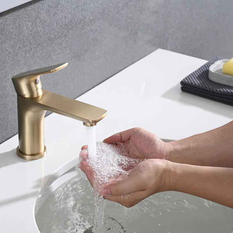 Modern Bathroom Sink Faucet Single Handle Brass Countertop Mount