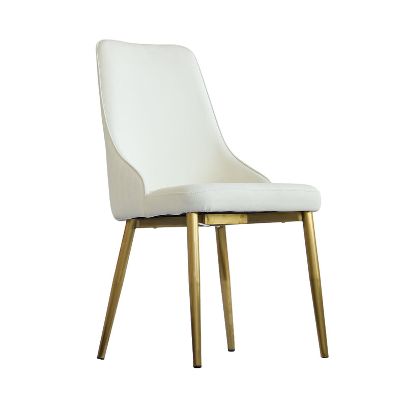 Modern Sponge-Filled Dining Chair, Solid Wood Metal Legs, Suitable For Restaurants, Living Rooms And Rooms (Set of 2) - White