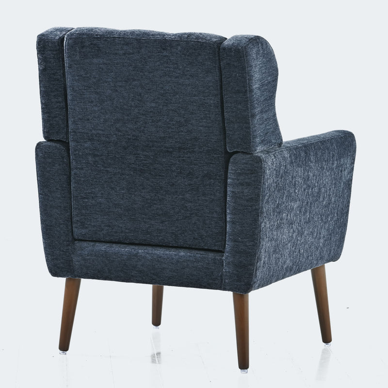 Modern Accent Chair, Arm Chairs For Living Room, Upholstered Mordern Armchair, Comfy Soft Padded Lounge Chair In Small Space, Bedroom, With Pillow, Solid Wood Leg