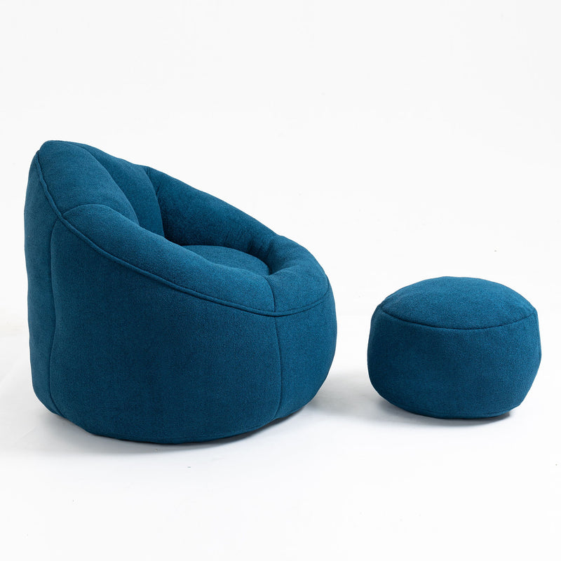 Bedding Bean Bag Sofa Chair High Pressure Foam With Footrest