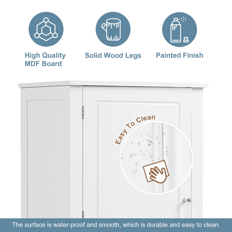 Tall Freestanding Bathroom Storage Cabinet With 2 Drawers And Adjustable Shelf