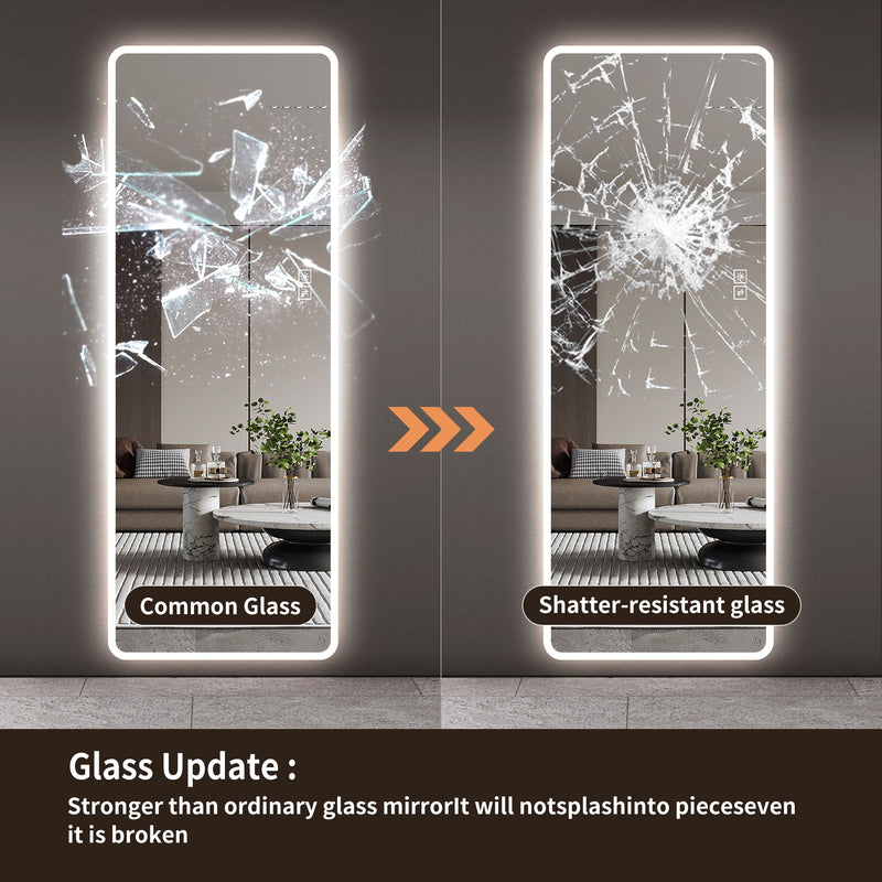 LED Full Length Mirror With Frosted Edge Lighting, 3 Color Temperatures