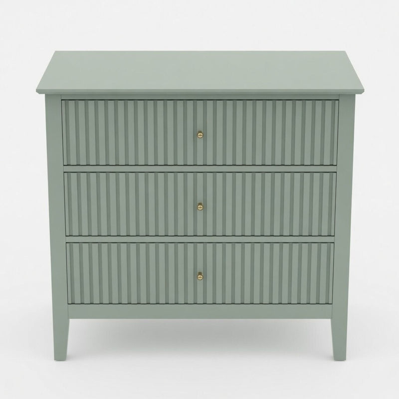 Fluted 3 Drawer Nightstand With Soft Close Slides