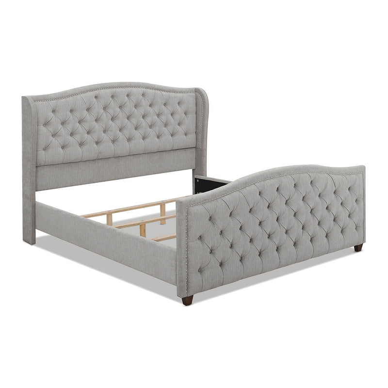 Marcella - King Upholstered Shelter Headboard Bed - Silver Gray