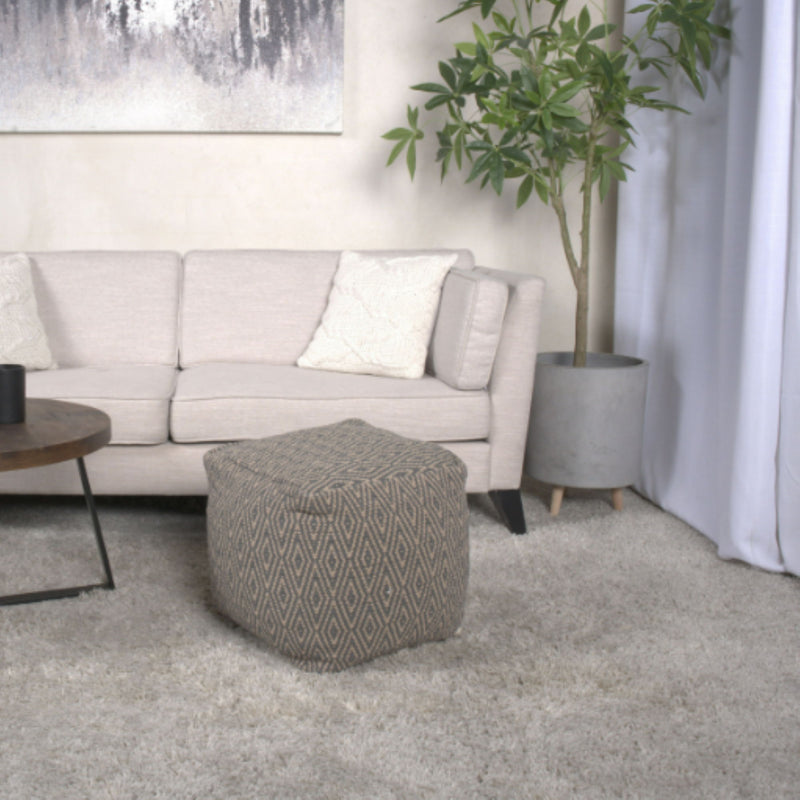 Amuleto - Hand Loomed Cotton Pouf - Gray / Brown