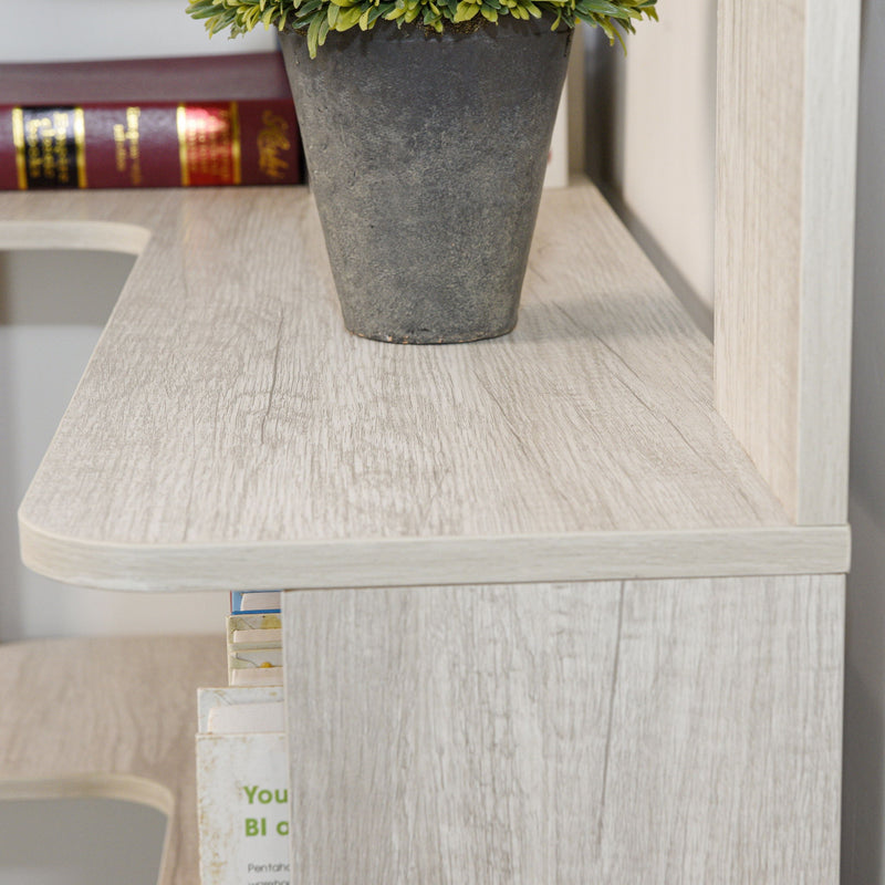 L-Shaped Corner Bookshelf 90Cm Extended Size 5 Tier Freestanding Display Shelf With Anti Tip Safety Features - Light Gray