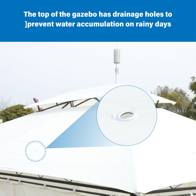 Outdoor Patio Gazebo Tent With Ventilated Double Roof And Sidewall