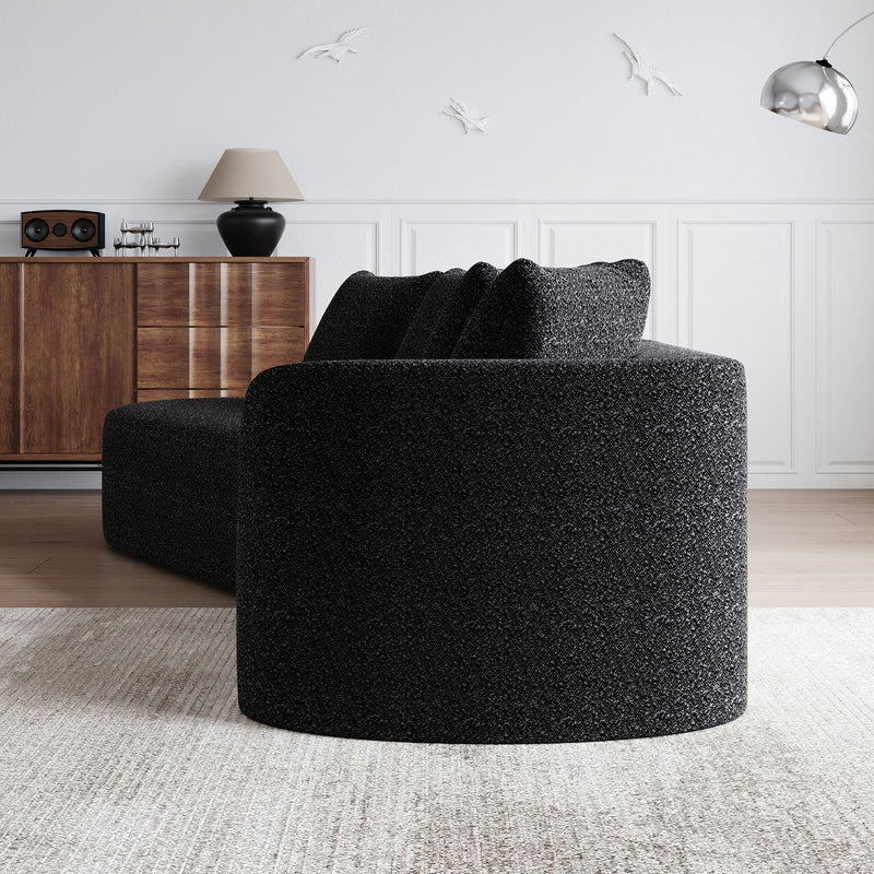 Upholstered Oversized Sectional Sofa, 4 Seater Extra Deep & Wide Seat Curved Cloud Couch With 4 Throw Pillows, Free Combination Living Room - Black