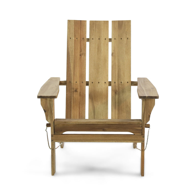Outdoor Foldable Adirondack Chair With Slat Back - Natural