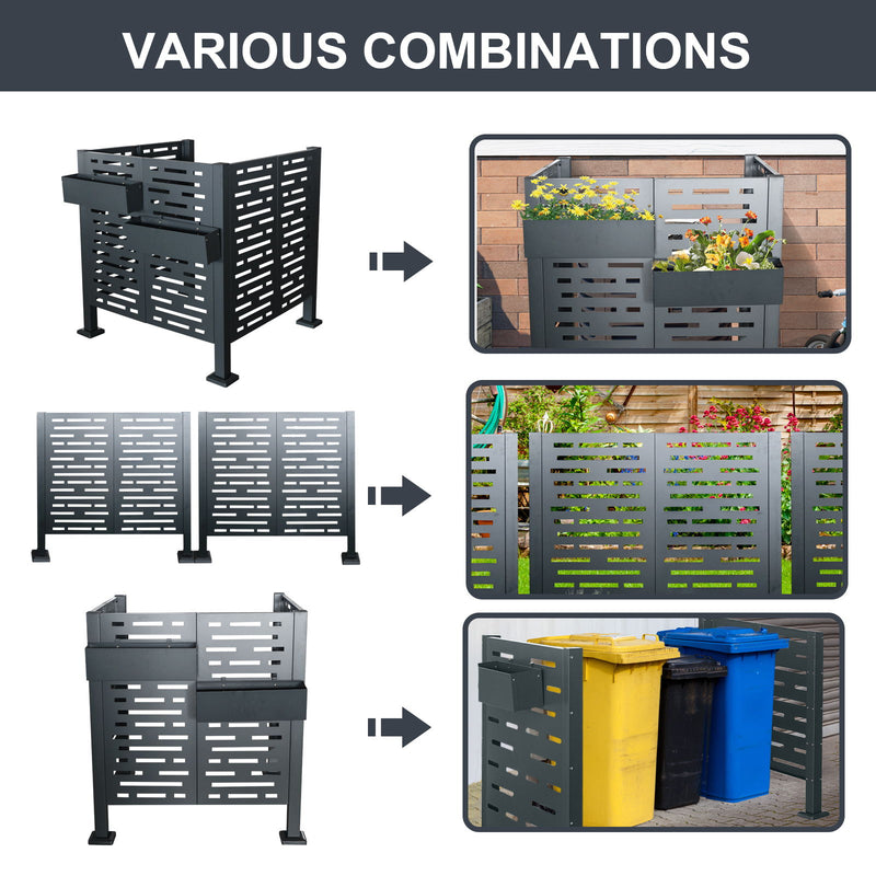 Air Conditioner Fence For Outdoor Units, Metal Privacy Fence Cover, Perfect To Conceal Air Conditioning Units, 3 Fence Panel