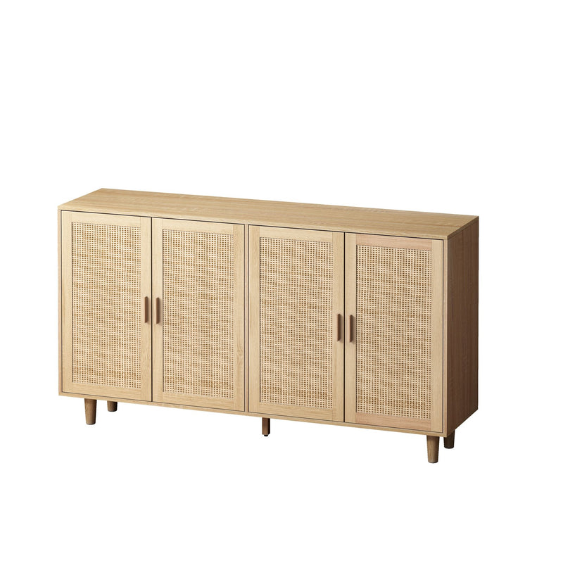 Elegant And Functional Rattan Decorative Storage Cabinet With 4 Doors