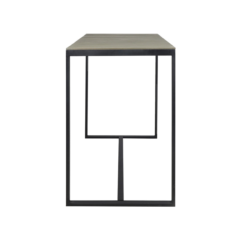 Ernesto - Outdoor Industrial Acacia Wood Bar Table With Metal Frame - Gray / Black