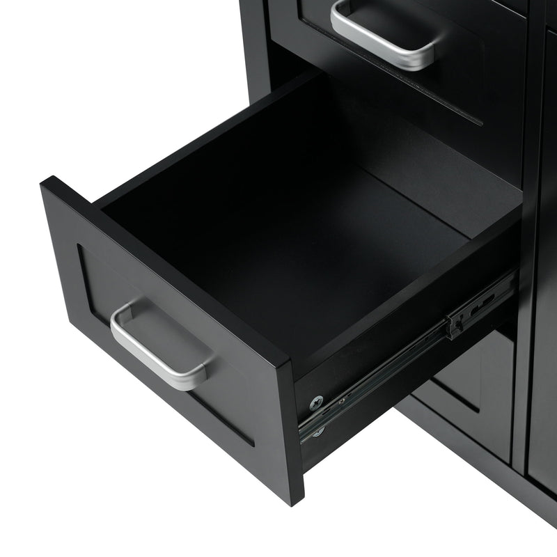 Bathroom Vanity With Sink, 2 Doors 8 Drawers, Soft Close System, Classic Design