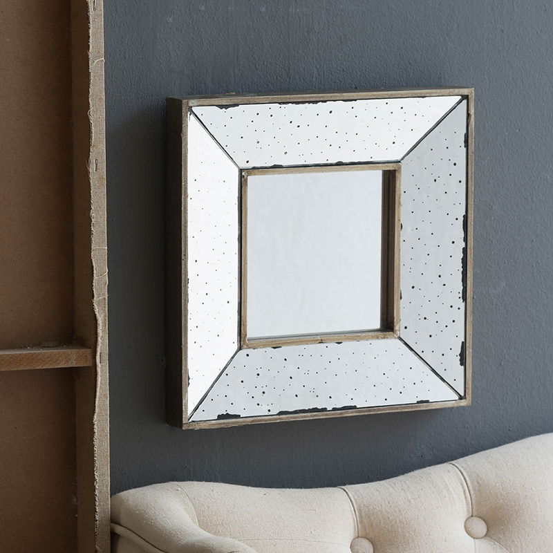 Distressed Accent Mirror, Traditional Style Framed Wall Mirror For Living Room