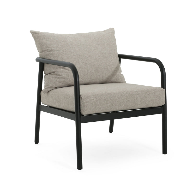 Leora - Modern Minimalist Round Tube Sofa Chair With Cushions - Beige / Black