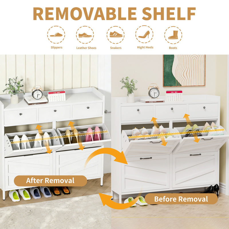 Shoe Cabinet With Flip Drawers
